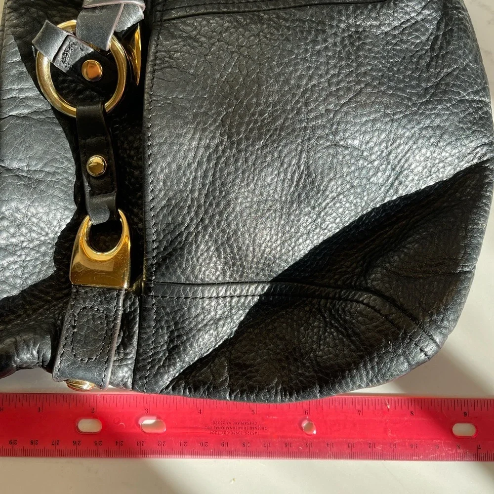 Vintage B. Makowsky Black Leather Gold Accent, crossbody purse